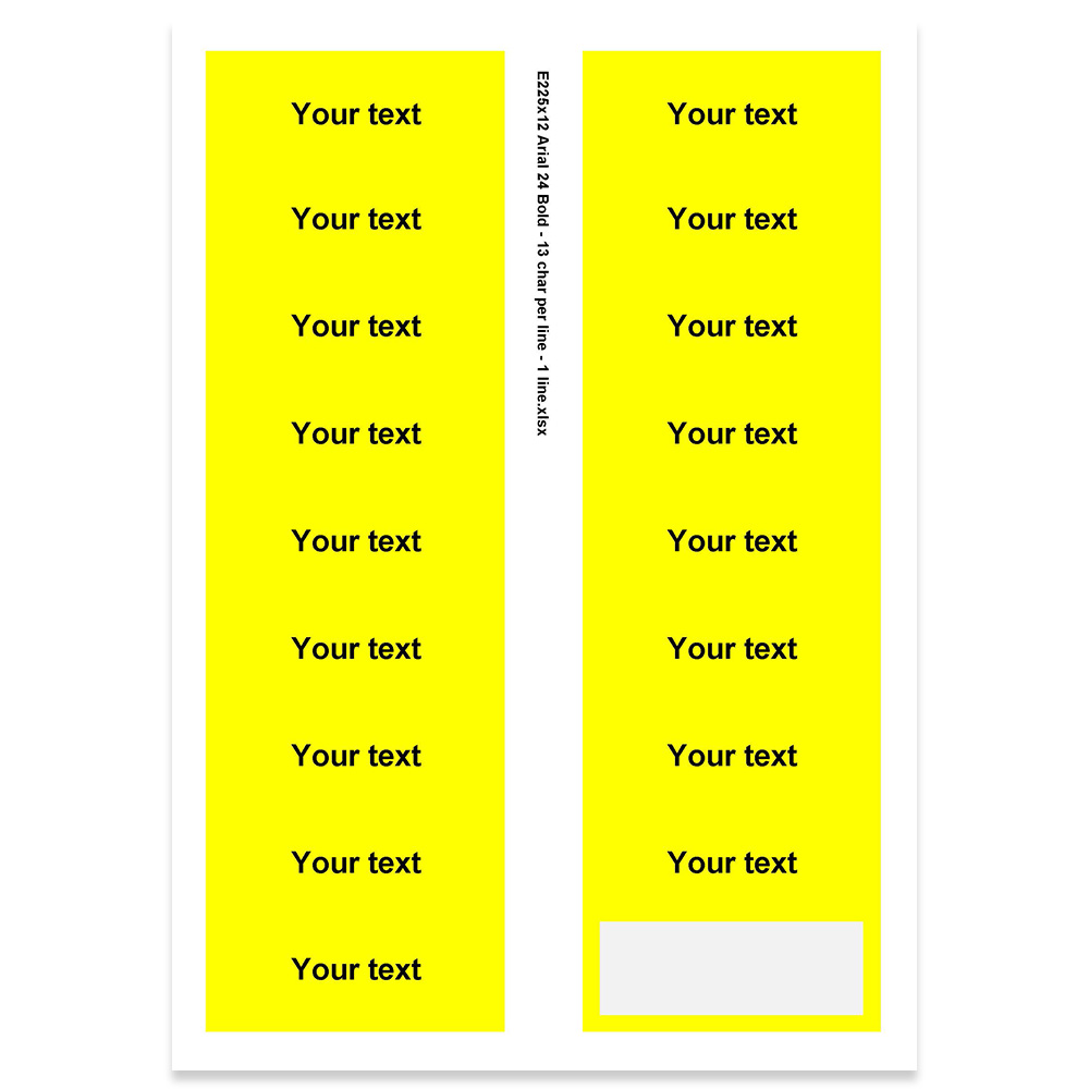 E225312 - 1 rad, max 13 tecken (Arial 24)