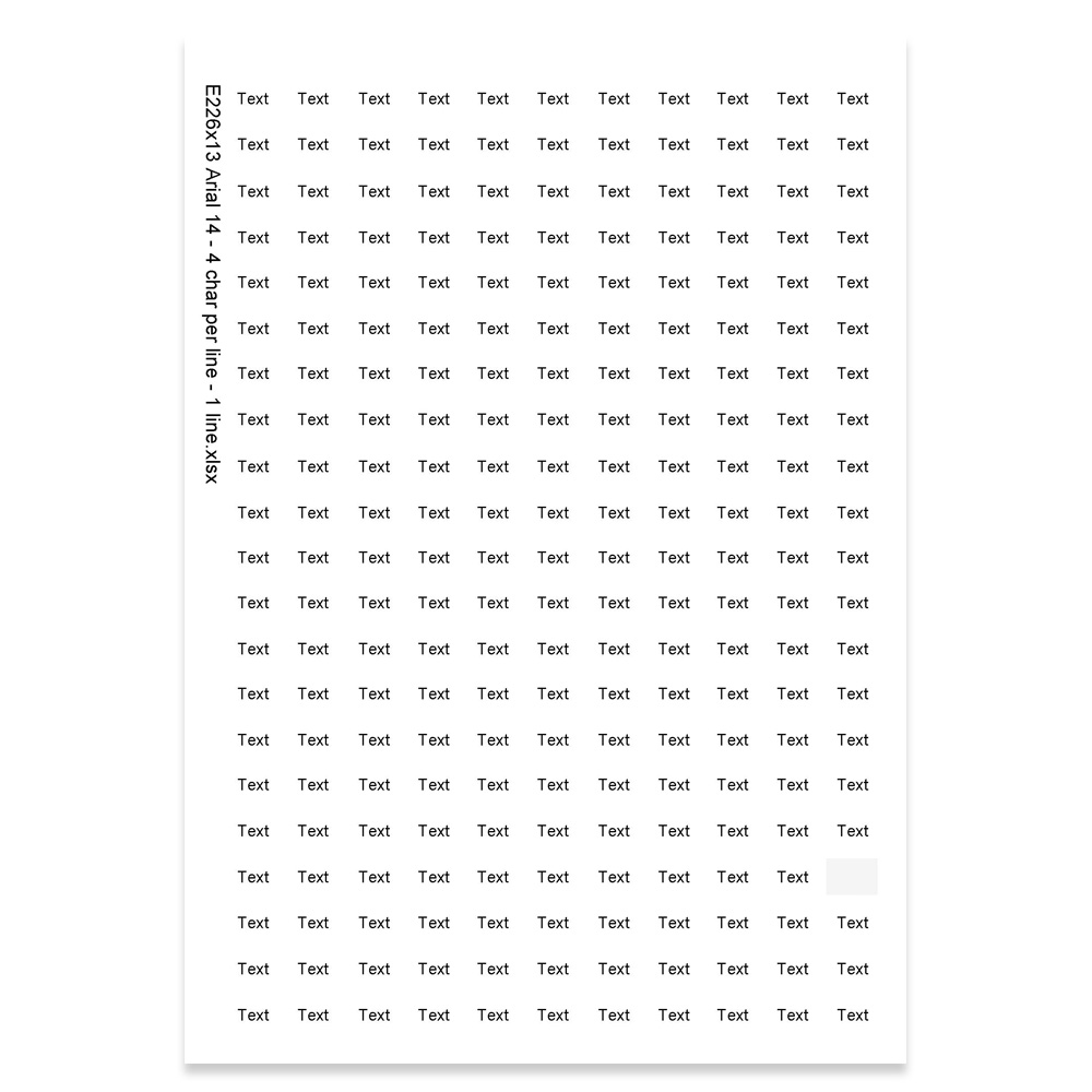 E226413 - 1 rad, max 4 tecken (Arial 14)