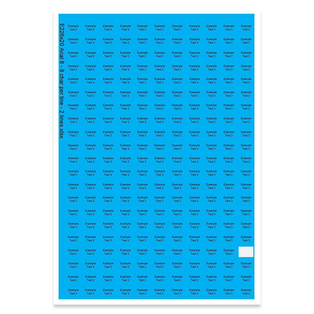 E226220 - 2 rader, max 2 x 8 tecken (Arial 8)